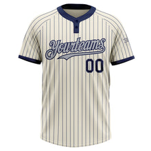 Load image into Gallery viewer, Custom Cream Navy Pinstripe Gray Two-Button Unisex Softball Jersey
