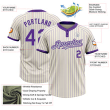 Laden Sie das Bild in den Galerie-Viewer, Custom Cream Purple Pinstripe Gray Two-Button Unisex Softball Jersey
