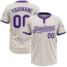 Charger l&#39;image dans la galerie, Custom Cream Purple Pinstripe Gray Two-Button Unisex Softball Jersey
