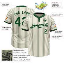 Load image into Gallery viewer, Custom Cream Green Pinstripe Green Two-Button Unisex Softball Jersey
