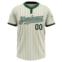 Load image into Gallery viewer, Custom Cream Green Pinstripe Gray Two-Button Unisex Softball Jersey
