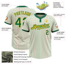 Load image into Gallery viewer, Custom Cream Kelly Green Pinstripe Gold Two-Button Unisex Softball Jersey

