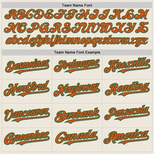 Laden Sie das Bild in den Galerie-Viewer, Custom Cream Kelly Green Pinstripe Orange Two-Button Unisex Softball Jersey
