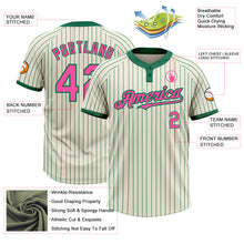 Load image into Gallery viewer, Custom Cream Kelly Green Pinstripe Pink Two-Button Unisex Softball Jersey
