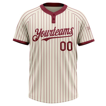 Custom Cream Crimson Pinstripe Crimson Two-Button Unisex Softball Jersey