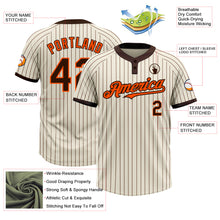 Load image into Gallery viewer, Custom Cream Brown Pinstripe Orange Two-Button Unisex Softball Jersey
