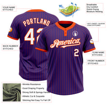 Load image into Gallery viewer, Custom Purple Orange Pinstripe White Two-Button Unisex Softball Jersey
