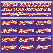Load image into Gallery viewer, Custom Purple Orange Pinstripe White Two-Button Unisex Softball Jersey
