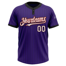 Laden Sie das Bild in den Galerie-Viewer, Custom Purple Black Pinstripe White-Red Two-Button Unisex Softball Jersey
