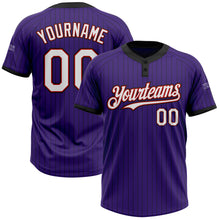 Laden Sie das Bild in den Galerie-Viewer, Custom Purple Black Pinstripe White-Red Two-Button Unisex Softball Jersey
