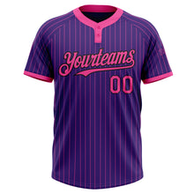 Laden Sie das Bild in den Galerie-Viewer, Custom Purple Pink Pinstripe Black Two-Button Unisex Softball Jersey
