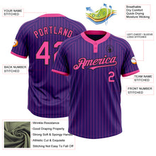 Laden Sie das Bild in den Galerie-Viewer, Custom Purple Pink Pinstripe Black Two-Button Unisex Softball Jersey
