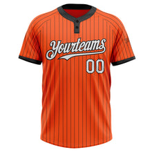 Laden Sie das Bild in den Galerie-Viewer, Custom Orange Black Pinstripe White Two-Button Unisex Softball Jersey
