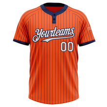 Laden Sie das Bild in den Galerie-Viewer, Custom Orange Navy Pinstripe White Two-Button Unisex Softball Jersey
