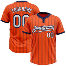 Load image into Gallery viewer, Custom Orange Navy Pinstripe White Two-Button Unisex Softball Jersey
