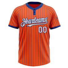 Laden Sie das Bild in den Galerie-Viewer, Custom Orange Royal Pinstripe White Two-Button Unisex Softball Jersey
