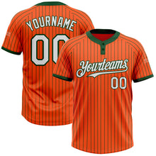 Laden Sie das Bild in den Galerie-Viewer, Custom Orange Green Pinstripe White Two-Button Unisex Softball Jersey
