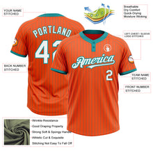 Laden Sie das Bild in den Galerie-Viewer, Custom Orange Teal Pinstripe White Two-Button Unisex Softball Jersey
