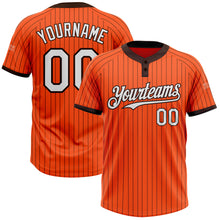 Laden Sie das Bild in den Galerie-Viewer, Custom Orange Brown Pinstripe White Two-Button Unisex Softball Jersey
