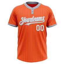 Laden Sie das Bild in den Galerie-Viewer, Custom Orange Gray Pinstripe White Two-Button Unisex Softball Jersey
