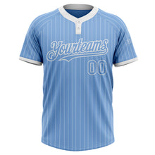 Laden Sie das Bild in den Galerie-Viewer, Custom Light Blue White Pinstripe White Two-Button Unisex Softball Jersey
