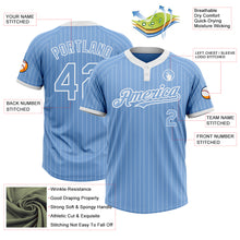 Laden Sie das Bild in den Galerie-Viewer, Custom Light Blue White Pinstripe White Two-Button Unisex Softball Jersey
