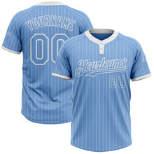 Laden Sie das Bild in den Galerie-Viewer, Custom Light Blue White Pinstripe White Two-Button Unisex Softball Jersey
