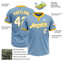 Laden Sie das Bild in den Galerie-Viewer, Custom Light Blue Yellow Pinstripe White Two-Button Unisex Softball Jersey
