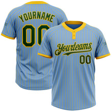 Laden Sie das Bild in den Galerie-Viewer, Custom Light Blue Yellow Pinstripe Green Two-Button Unisex Softball Jersey
