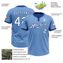 Laden Sie das Bild in den Galerie-Viewer, Custom Light Blue Royal Pinstripe White Two-Button Unisex Softball Jersey
