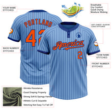 Laden Sie das Bild in den Galerie-Viewer, Custom Light Blue Royal Pinstripe Orange Two-Button Unisex Softball Jersey
