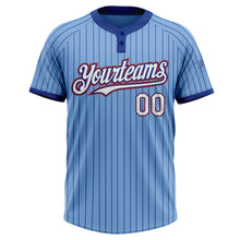 Laden Sie das Bild in den Galerie-Viewer, Custom Light Blue Royal Pinstripe White-Red Two-Button Unisex Softball Jersey
