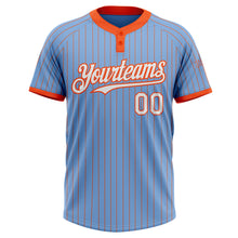 Laden Sie das Bild in den Galerie-Viewer, Custom Light Blue Orange Pinstripe White Two-Button Unisex Softball Jersey
