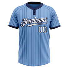 Load image into Gallery viewer, Custom Light Blue Navy Pinstripe White Two-Button Unisex Softball Jersey
