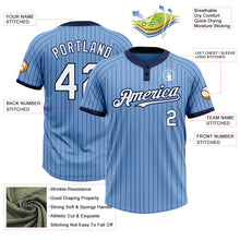 Charger l&#39;image dans la galerie, Custom Light Blue Navy Pinstripe White Two-Button Unisex Softball Jersey
