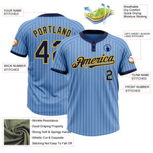 Load image into Gallery viewer, Custom Light Blue Navy Pinstripe Gold Two-Button Unisex Softball Jersey
