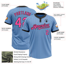 Laden Sie das Bild in den Galerie-Viewer, Custom Light Blue Black Pinstripe Pink Two-Button Unisex Softball Jersey
