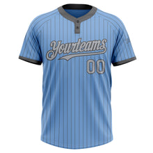 Laden Sie das Bild in den Galerie-Viewer, Custom Light Blue Steel Gray Pinstripe Gray Two-Button Unisex Softball Jersey
