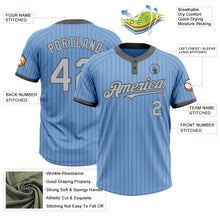 Load image into Gallery viewer, Custom Light Blue Steel Gray Pinstripe Gray Two-Button Unisex Softball Jersey
