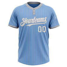 Laden Sie das Bild in den Galerie-Viewer, Custom Light Blue Gray Pinstripe White Two-Button Unisex Softball Jersey
