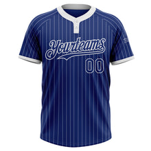 Load image into Gallery viewer, Custom Royal White Pinstripe White Two-Button Unisex Softball Jersey
