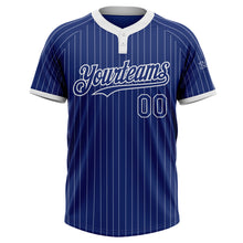 Laden Sie das Bild in den Galerie-Viewer, Custom Royal White Pinstripe White Two-Button Unisex Softball Jersey
