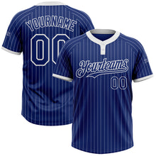 Load image into Gallery viewer, Custom Royal White Pinstripe White Two-Button Unisex Softball Jersey
