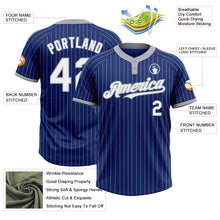Load image into Gallery viewer, Custom Royal Gray Pinstripe White Two-Button Unisex Softball Jersey
