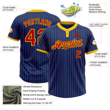 Load image into Gallery viewer, Custom Royal Yellow Pinstripe Red Two-Button Unisex Softball Jersey
