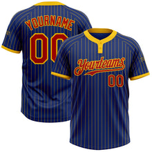Load image into Gallery viewer, Custom Royal Yellow Pinstripe Red Two-Button Unisex Softball Jersey
