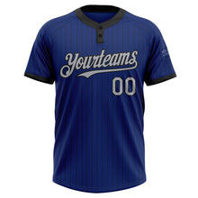 Load image into Gallery viewer, Custom Royal Black Pinstripe Gray Two-Button Unisex Softball Jersey
