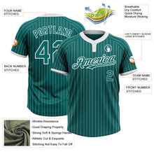 Laden Sie das Bild in den Galerie-Viewer, Custom Teal White Pinstripe White Two-Button Unisex Softball Jersey
