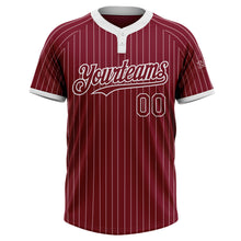 Laden Sie das Bild in den Galerie-Viewer, Custom Crimson White Pinstripe White Two-Button Unisex Softball Jersey
