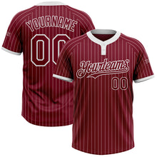 Laden Sie das Bild in den Galerie-Viewer, Custom Crimson White Pinstripe White Two-Button Unisex Softball Jersey
